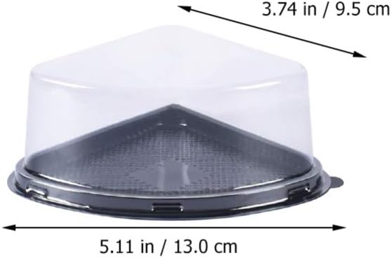 SOLUSTRE Plastic Container 50Pcs Cake Slices Boxes Plastic Triangle Cheesecake Carrying Boxes Pie Slices Containers Bakery Carrier Cake Holders with Clear Dome Lid Black Containers