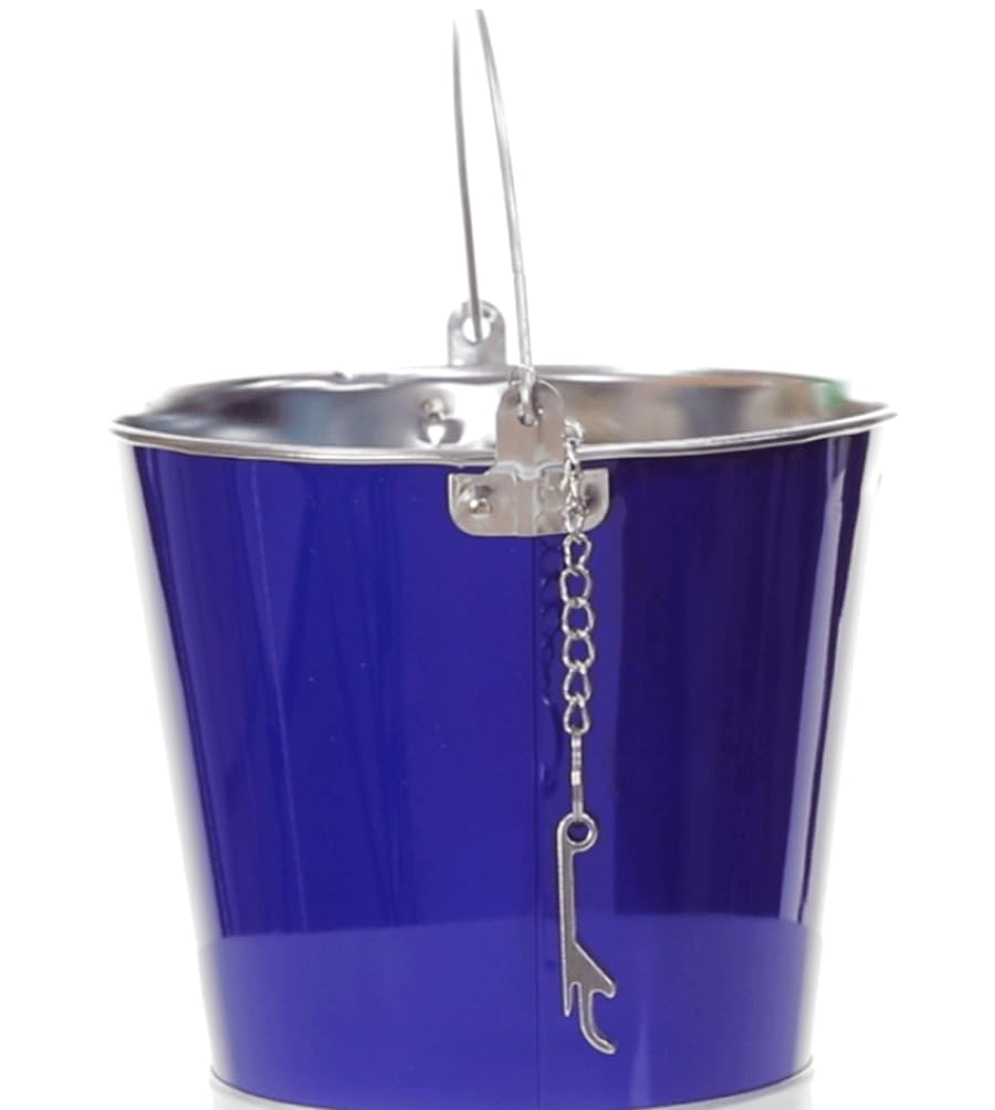 Cubo de Metal para Bebidas. para Enfriar Cervezas o Usar de cubitera. con abridor y Cadena incluidos. 6 litros, Medidas 18 cm.-22.5 Ø. Úsalo en Fiestas, Bares o restaurantes. (2)