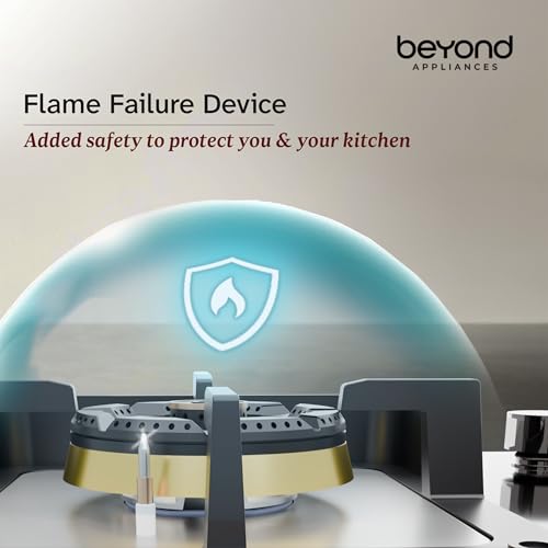 Image of Beyond Appliances Dorado 3 Burner Smart Glass Hobtop Gas Stove | Auto Ignition | Digital Timer | Flame Failure Device | Toughened Glass | LPG & PNG Compatible