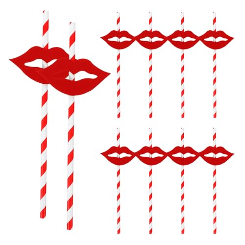 Pitillos Decorativos de Papel Labios Rojos 50 Unidades miniatura 1