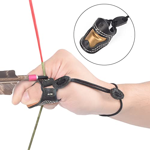 Ty Archery Soft Leather & Brass Thumb Ring Archery Finger Protector For Mongolian Reurve Bow Finger Guard For Traditional Bow Shooting #TOP4