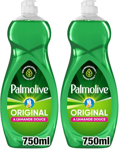 PALMOLIVE - Liquide Vaisselle Palmolive Original à l'Amande Douce - Respectueux de la Peau - Produit Dégraissant Pour une Vaisselle Étincelante - Flacon 750 ml (Lot...