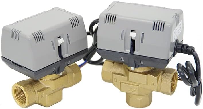 1/2 Quot; 3/4 Quot; 1 Quot; Motorized Two Way Three Way Valve Brass VC6013/4013 DN20 Fan Coil HVAC Valve AC220V 1Pcs (Color : VC6013-AC220V-THREE WAY, Size : 0.75 Inch)