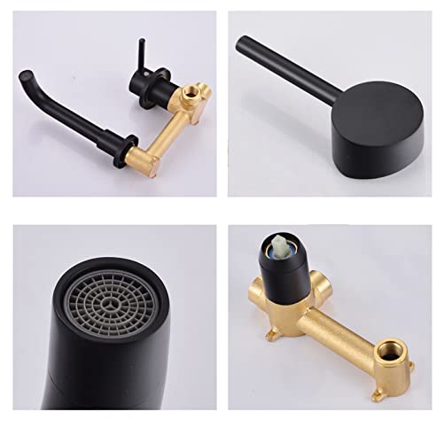 Grifo de lavabo de pared para ganar espacio con monomando y latón oro 5