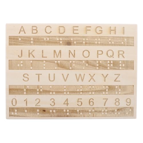 Abaodam Wooden Braille Board for Visually Impaired Child to Learn Braille - can Be Read Using the Hands - Braille Alphabet and Number Tracing Board Tactile Braille Teaching Aid for Impaired