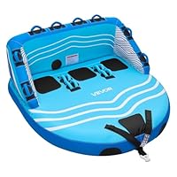 VEVOR Towable Tube für Boote, Wassersport-Schleppreifen für 3 Personen, bis 231 kg Tragfähigkeit, mit 2 Zugpunkten, Nylonhülle, Gepolsterten Griffen und Sicherheitsventil, für Seen, Flüsse, Blau