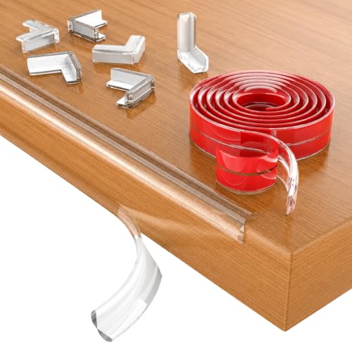 Protector Esquinas Bebé Transparente 5M + 8 Cantoneras, Protector de Cantos y Bordes para Mesa y Muebles, Tira Protectora Pre-Adhesiva Flexible Antigolpes