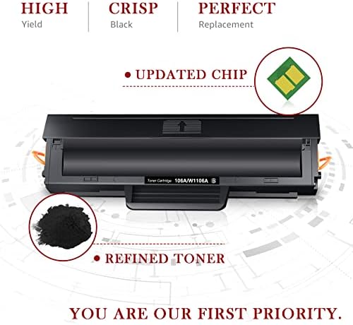 Toner Kingdom 106A Toner Cartridges Replacement for HP 106A W1106A Compatible for HP Laser 107w 107r 107a MFP 135a MFP 135w MFP 135r MFP 137fnw MFP 135wg MFP 137fwg (Black, 2-Pack)