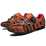 BSTL rutschfeste Fahrradschuhe, Atmungsaktiver Rennrad- und Mountainbike-Schuh, Unisex Reitschuhe Outdoor No Lock Sport Turnschuhe,Orange-45