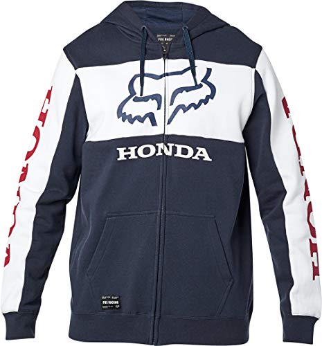 Fox Racing Men s Standard Honda Fleece Zip Hoody,Large,Navy White