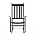Outsunny Outdoor Rocking Chair, Patio Wooden Rocking Chair with Smooth Armrests, High Back for Garden, Balcony, Porch, Supports Up to 353 lbs, Black