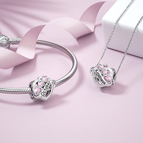 Abalorio de piedra natal de corazón con perla y turmalina para pulsera 2