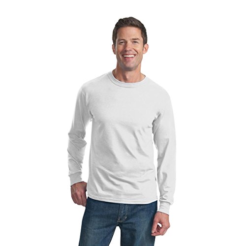 Fruit of the Loom Adult 5 oz HD Cotton Long-Sleeve T-Shirt - White - M - (Style # 4930 - Original Label)