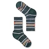 Smartwool SW001693G51S Kids' Hike Light Cushion Striped Crew Socks Dark Sage S