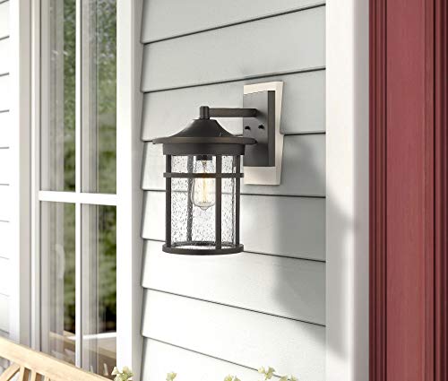 Bestshared Outdoor Wall Mount Light Fixture, 1-Light Wall Sconce Mounted Light, Exterior Wall Lantern With Seeded Glass Shade (Oil Rubbed Bronze, 14" Height) #TOP3