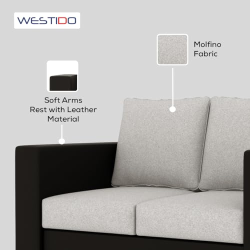 Image of WESTIDO Orlando Leatherette 3 + 1 + 1 Sofa Set (Black Grey, DIY(Do-It-Yourself)) | 1 Year Warranty