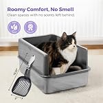 iPrimio XL Stainless Steel Litter Box for Cats with Enclosure and 1 Scooper - Easy to Clean, High-Sided Litter Box for Extra Litter Scatter Protection - XL Size for Big Cats - 23.5"x15.5"x6" - Image 4