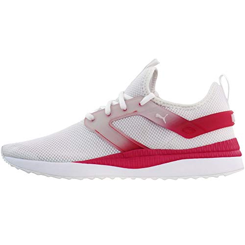 PUMA PUMA womens Pacer Sneaker, Puma White/Puma White/Bright Rose, 7.5 US