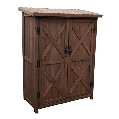 木製物置き 屋外 物置 小屋 収納庫 スリム 中型 アンティーク 天然木 高さ120cm