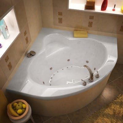 Trinidad 60 x 60 x 23" Corner Air and Whirlpool Jetted Bathtub Color/Trim / Tile Flange / Pump: White / Polished Brass / Yes / Left