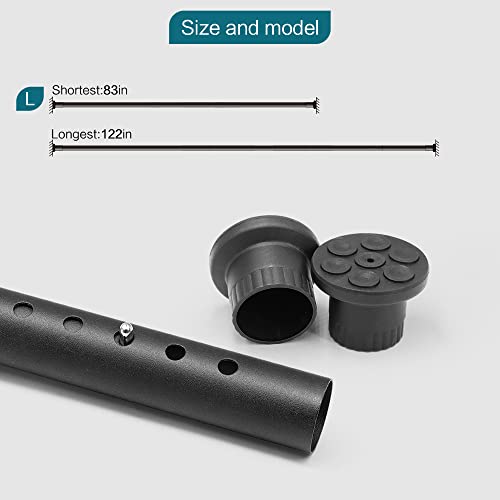 ASHLEYRIVER Room Divider Tension Curtain Rod,Adjustable Window Curtain Rod,No Drilling,Very Secure,Long Tension Rod-83-122 Inch,Black - Thumbnail 2