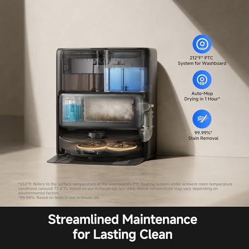 Image of Mova P70 Pro Ultra Robot Vacuum and Mop, 30,000Pa Suction, 212℉ Hot Water Mop Self-Cleaning & 1-Hour Fast Drying, Corner-to-Edge Deep Cleaning, Auto-Empty Dock, AI Object Recognition, Black