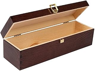 Creative Deco Brown Wooden Wine Box Gift Storage | 1 Bottle | 35.1 x 11 x 10 cm | Wood Holder Lacquer | Perfect Luxury Box for Christmas, Birthday, Wedding, Valentines Day, Anniversary