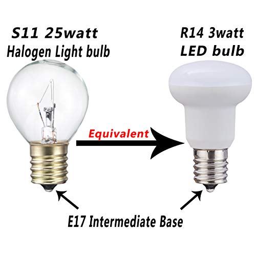 R14 E17 Led Bulb, 3W(25 Watt Incandescent Equivalent), 2700K Warm White Not-Dimmable Intermediate Base Led Light Bulb, 120V, 4 Pack #TOP1