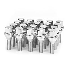 dynofit 12x1.25 OEM/Stock Wheel Lug Bolts, 20pcs ET 28mm Shank 19mm Hex 2.45 inch Length Solid Chrome Studs Set for 2015-20…