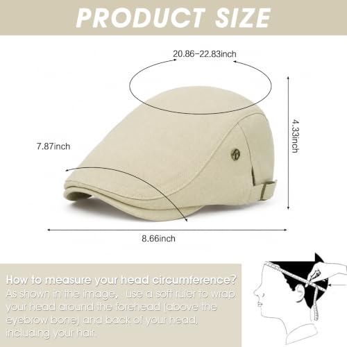 Image of 3Pcs Men's Newsboy Caps Cotton Cooling Hat Adjustable Flat Cap for Men