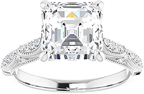 Moissanite World Radiant Traditional Engagement Ring, Asscher Cut 3.00Ct, Colorless Moissanite Ring, 925 Sterling Silver, Daily Wear Ring, Wedding Ring, Bridal Ring, (6) #TOP29