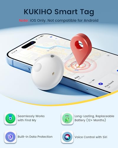 Image of Air Tracker Tags-4 Pack, Smart Bluetooth Tracker Works with Apple Find My (iOS Only), Item Finder Key Finder with Replaceable Battery, Tracker Tag Locator for Keys, Luggage, Suitcases and Bags (White)