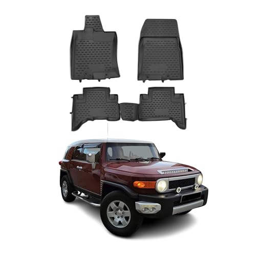 OMAC Floor Mats Liner for Toyota FJ Cruiser 2007-2014 Black TPE All-Weather 4Pcs