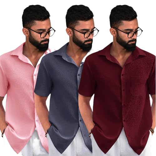 Image of Pinkmint Popcorn Regular Fit Half Sleeve Shirt for Men Combo Casual Shirt ll Sumeer Wear