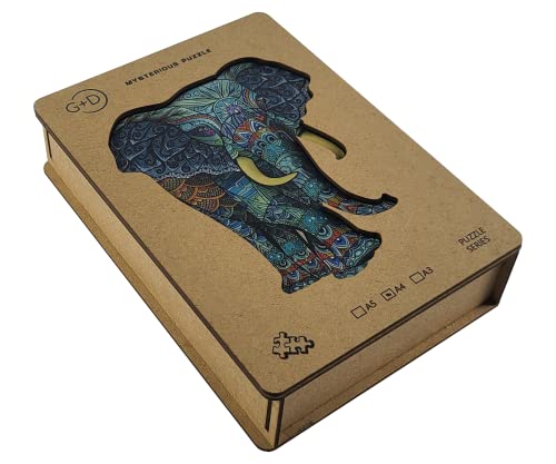 G+D Puzzles For Adults - Elephant Wooden Puzzle - Unique Colorful Wooden Jigsaw Puzzle - All The Family Together For A Fun Challenge #TOP1