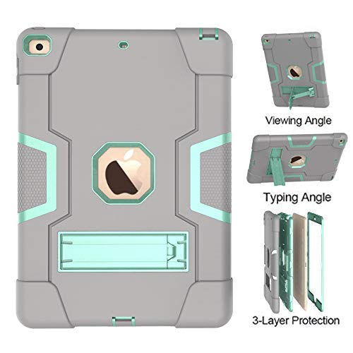 Ipad 10.2 2021/2020/2019 Case,Uzer Heavy Duty Shockproof Silicone High Impact Resistant Three Layer Case With Kickstand For Ipad 9Th /Ipad 8Th /Ipad 7Th Generation (10.2 Inch, 2021/2020/2019 Model) #TOP1