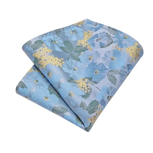 Image of DiBanGu Silk Floral Ties for Men Woven Paisley Necktie and Tie Clip Handkerchief Cufflinks Set for Party Wedding