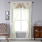 Regal Home Collections Amore Curtains 5-Piece Window Curtain Set - 54-Inch W x95-Inch L Panels with Attached Valance and 2 Tiebacks - Bedroom Curtains and Living Room Curtains (Beige)
