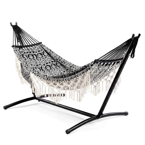 Double Hammock with Stand, 450LBS Capacity, 2 Person Large Hammock,