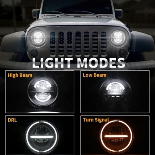 Image of Smart LED 7 inch Diamond-Cut Headlight | 75-110W 2023 CREE LED H4 Plug & Play Compatible With Royal Enfield, Thar, Gypsy (Royal Piston Minus)