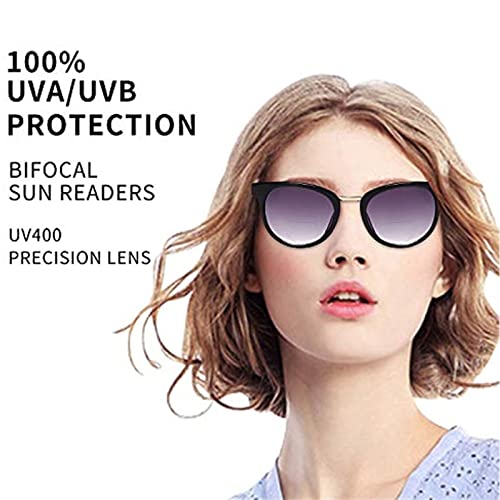 Vvdqella Bifocal Reading Sunglasses With Uv400 Protection Lens Metal Bridge For Men's & Women, Round Stylish Retro Outdoor Bifocal Readers (Grey, 1.0) #TOP3