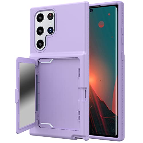 Coque Samsung S22 Ultra anti-chute avec porte-carte et paillettes violettes