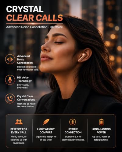 Image of Coach Truly Wireless in Ear Earbuds with 50Hrs Playtime, AI-ENC Mic, Bluetooth 5.4 with Low Latency Gaming, 13mm Bass Drivers, Type-C Fast Charging, Touch Controls, IPX5 Waterproof TWS (Orange)