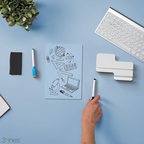 Image of Minimalist Acrylic Desk Board (24x16 CM) | Blank Reusable Writing Surface for Notes, Reminders & Planning | White Acrylic Base With Slot for Phone| With 2 Markers & Cleaning Fabric | Blank | Regular Size