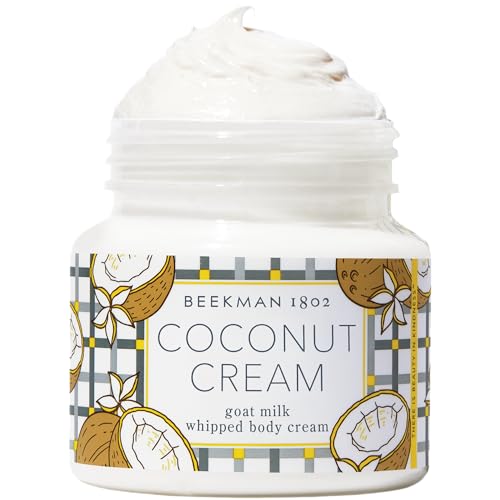 Beekman 1802 Whipped Body Cream – Rich Body Butter & Moisturizing Body Cream, Goat Milk Lotion, Shea Butter & Vitamin E, Hydrating Body Moisturizer for Dry Skin - Coconut Cream 8 oz