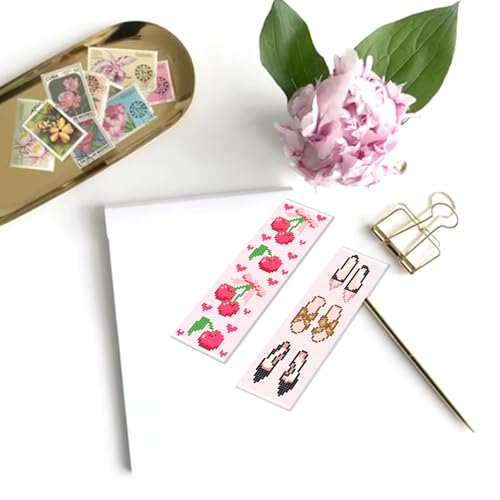 Image of FREEBLOSS 6 Set Cross Stitch Bookmark Kit for Adult Beginners Stamped Cross Stitch Kits Women's Theme Embroidery Bookmarks Craft Kit with Instructions for Gift 11CT 8 inchx2.4 inch