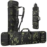 IMAGOA Soft Rifle Case, Double Rifle Backpack Tactical Long Gun Bag for Outdoor Hunting Shooting, Portable Shotgun Case for Firearm Storage and Transportation, Camouflage (Green)