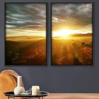 2 Piece Framed Canvas Wall Art Sunset in The Mountains Canvas Prints Home Artwork Decoration for Living Room,Bedroom - 16
