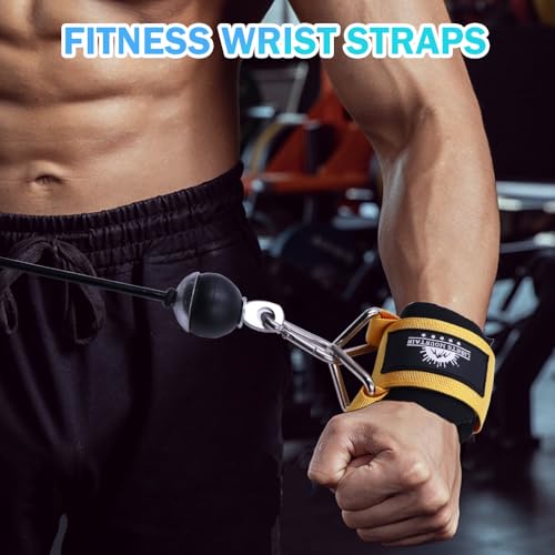 Image of Adjustable Wrist Cuffs Neoprene Padded Straps for Cable Machines Strength Training Equipment