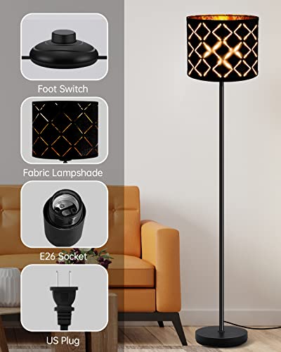 Boostarea Industrial Floor Lamp, Standing Lamp, 6W Led Floor Lamps With Black Lampshade, 2700K, Foot Switch, E26 Socket, 58" Tall Metal Pole Lamp, Simple Floor Lamps For Living Room/Bedroom/Farmhouse #TOP4